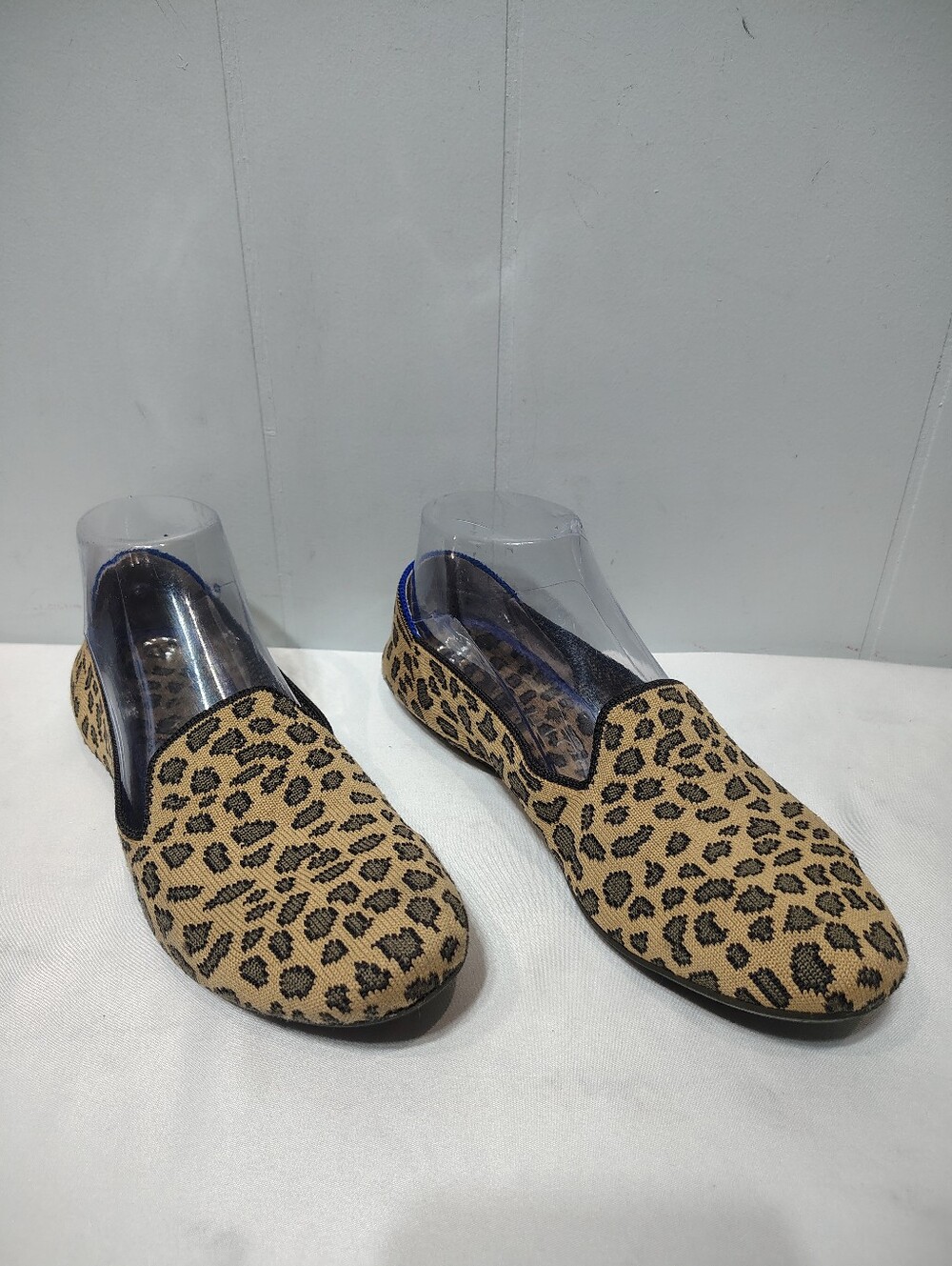 Rothy's The Loafer Spotted Leopard Print Rounded Knit Flats Shoes Size 7.5